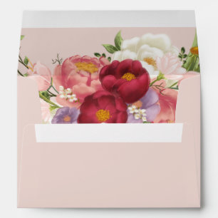 Elegant Magnolia White & Blush  Wedding Envelope