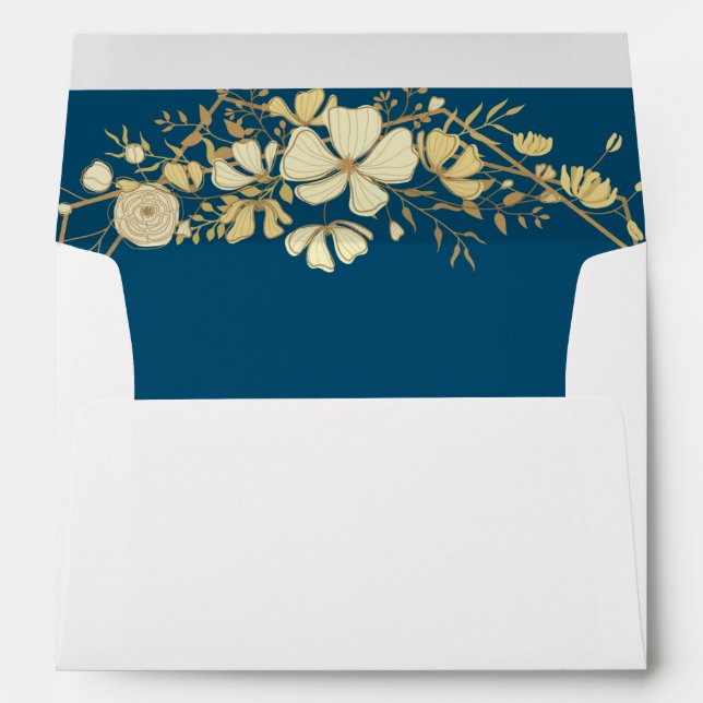 Elegant Magnolia White & Blush  Wedding Envelope (Back (Bottom))