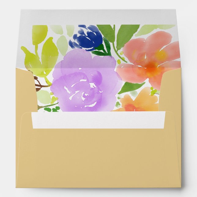 Elegant Magnolia White & Mustard Yellow  Wedding Envelope (Back (Bottom))