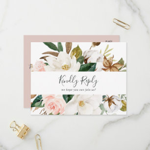 Elegant Magnolia White Song Request RSVP Postcard
