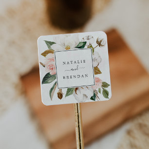 Elegant Magnolia   White Wedding Envelope Seals