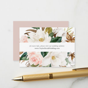 Elegant Magnolia White Wedding Website Enclosure Card