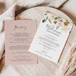 Elegant Magnolia White Welcome Letter & Itinerary<br><div class="desc">These elegant magnolia white welcome letter & itinerary cards are perfect for a modern classy wedding. The soft floral design features watercolor blush pink peonies, stunning white magnolia flowers with gold and green leaves in a luxurious arrangement. The front of the card features a welcome letter and the back of...</div>