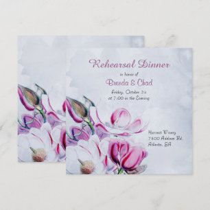 Elegant Magnolias Wedding Rehearsal Invitation