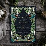 Elegant Magpie Art Nouveau Wedding Invitation<br><div class="desc">Elegant and modern wedding design inspired by the Art Nouveau art style. This design features a frame of four magpie birds with green vines and leaves. Design is not real foil. You can customise this further by clicking on the "PERSONALIZE" button. Matching Items in our shop for a complete party...</div>