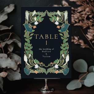 Elegant Magpie Art Nouveau Wedding Invitation Table Number