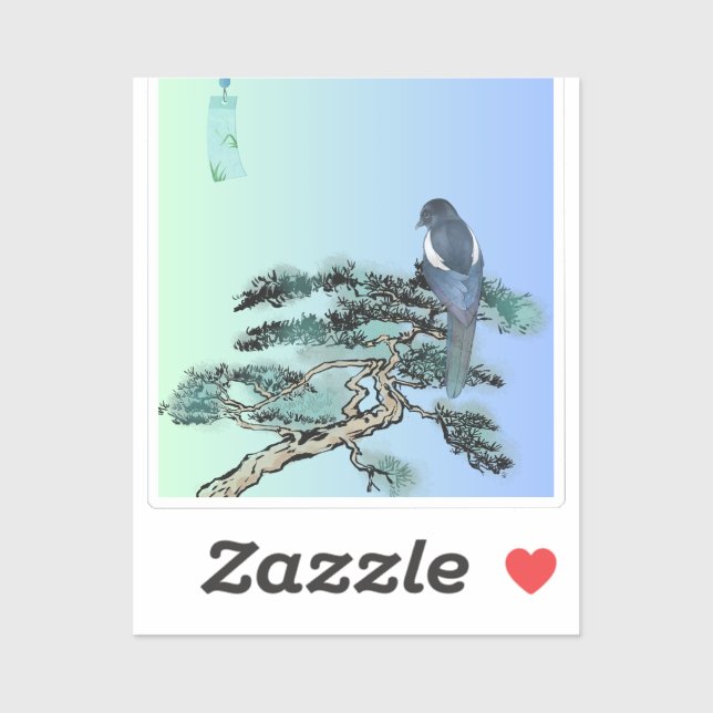 Elegant Magpie Bird Bonsai Aesthetic Sticker  (Sheet)