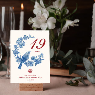 Elegant Magpie Chinese Wedding Table Number