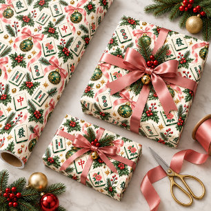 Elegant Mahjong Christmas Wrapping Paper