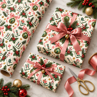 Elegant Mahjong Christmas Wrapping Paper