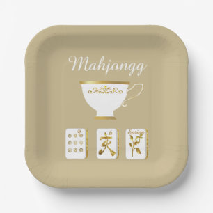 Elegant Mahjong Party Paper Plate