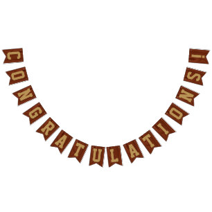 Elegant Mahogany Wood Gold Letters Congratulations Bunting