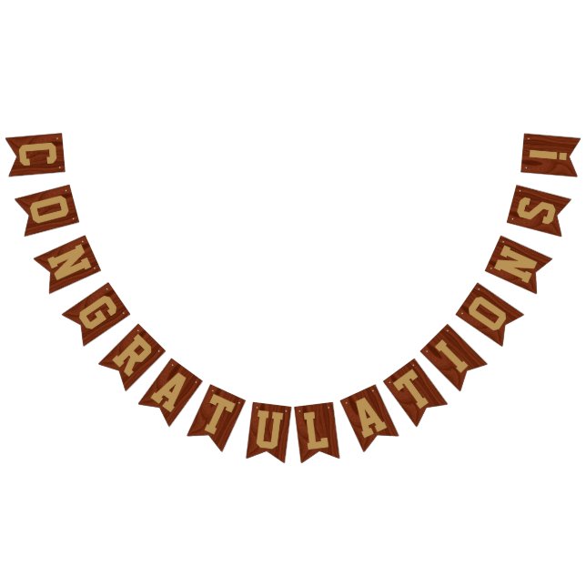 Elegant Mahogany Wood Gold Letters Congratulations Bunting (All)