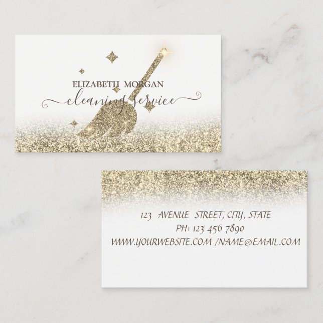 Elegant Maid Cleaning Gold Glitter  Business Card (Front/Back)