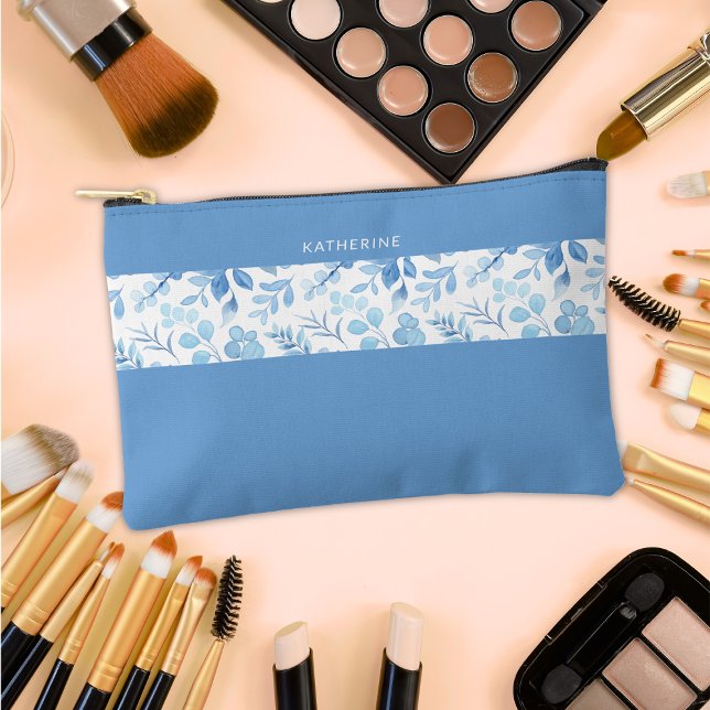 Elegant Maid of Honor Blue Floral  Accessory Pouch (Creator Uploaded)