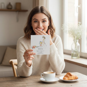 Elegant Maid of Honor Proposal Floral Sketch Invitation