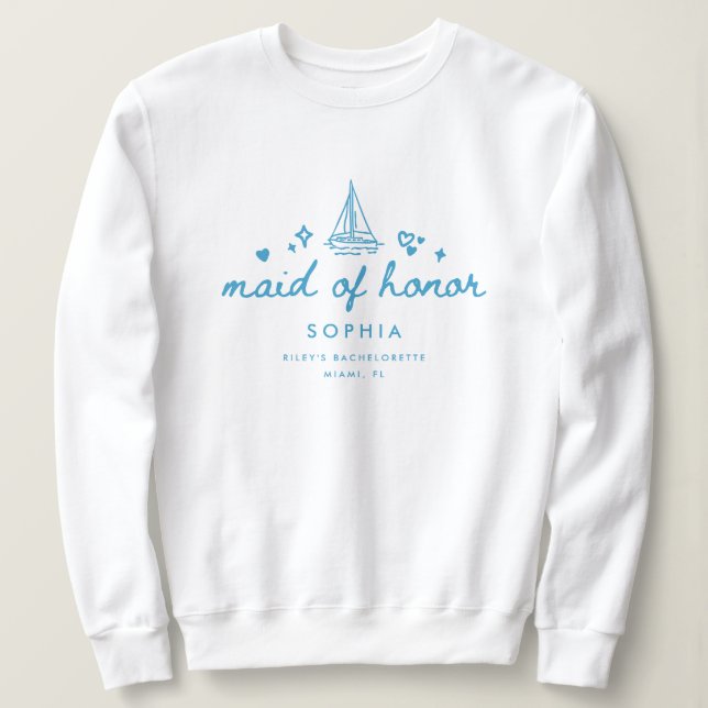 Elegant Maid of Honour Script Bachelorette Wedding Sweatshirt (Design Front)
