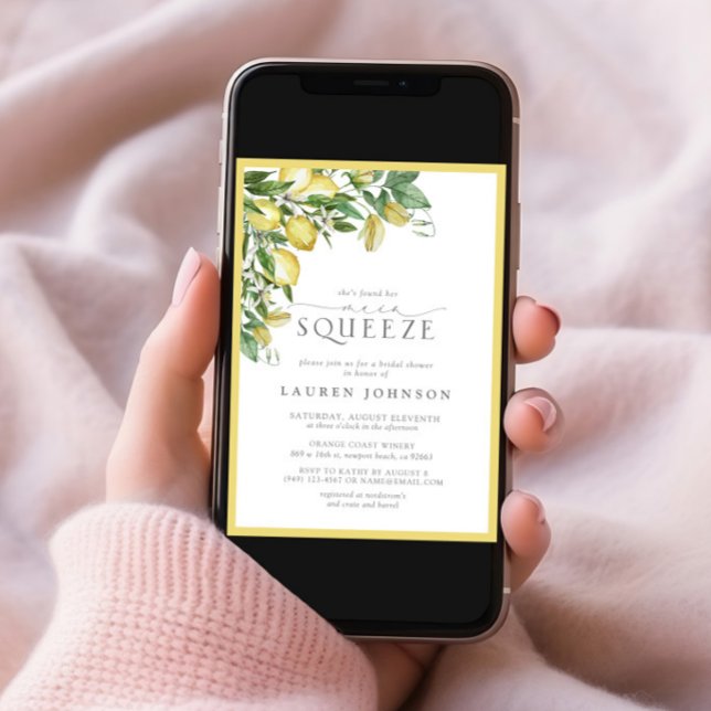 Elegant Main Squeeze Lemon Yellow Bridal Shower Invitation (Creator Uploaded)