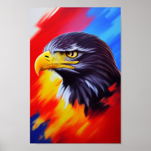 Elegant, Majestic Bald Eagle Rainbow Digital Art Poster