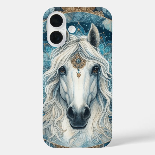 Elegant Majestic White Horse Head Flowing Mane  Case-Mate iPhone Case (Back)