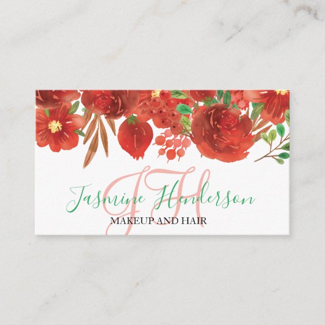 Elegant Makeup and Hair for Christmas Fashion Business Card (Front)