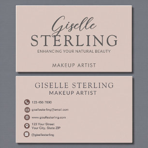 Elegant Makeup Artist Blush Pink Script  Business Card