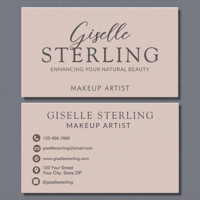 Elegant Makeup Artist Blush Pink Script  Business Card (Creator Uploaded)