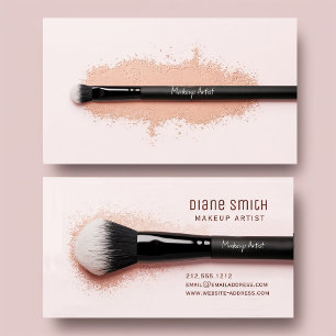 Elegant Makeup Artist Business Card with Brush