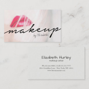 Elegant Makeup Artist Hot Pink Lips Beauty Salon Business Card
