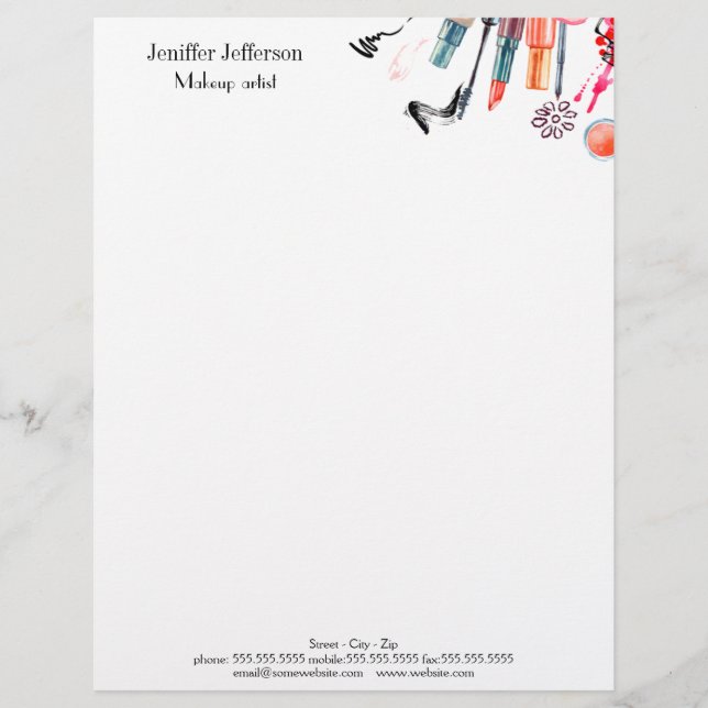 Elegant makeup artist letterhead (Front)