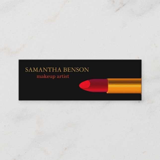 Elegant Makeup Artist Lipstick Beauty Mini Business Card (Front)