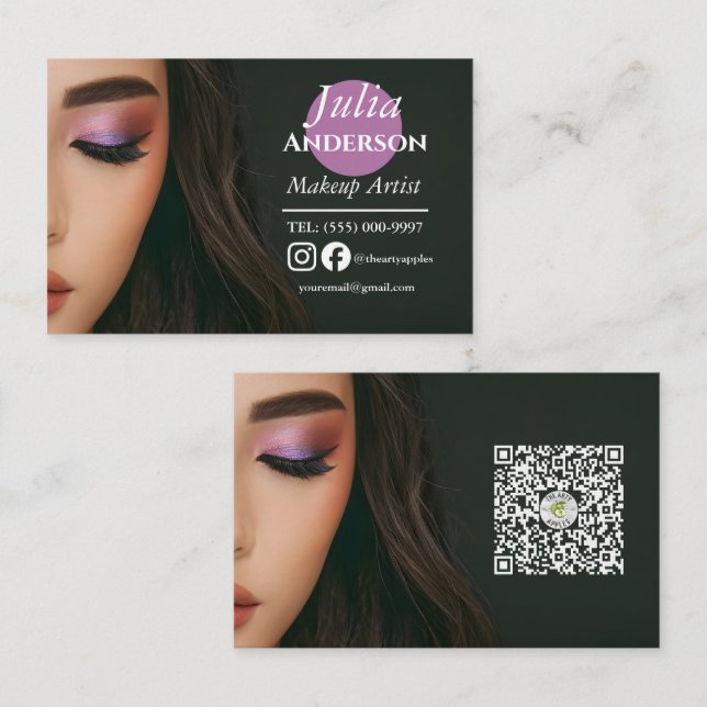 Elegant Makeup Artist MUA photo small business Business Card (Front/Back)