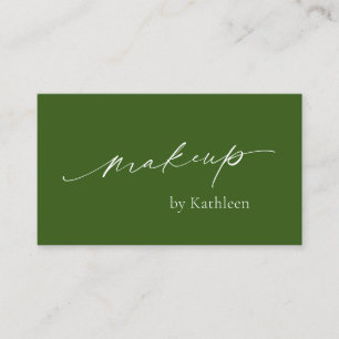 Elegant Makeup Artist Olive Green Modern Business Card