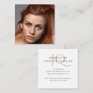 Elegant Makeup Artist Photo Signature Monogram Square Business Card