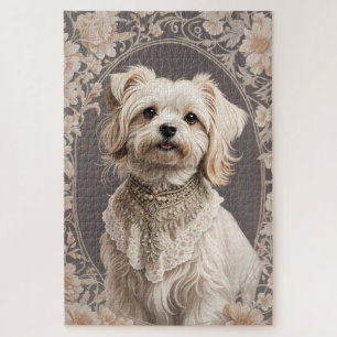 Elegant Maltese Dog William Morris Inspired Jigsaw Puzzle