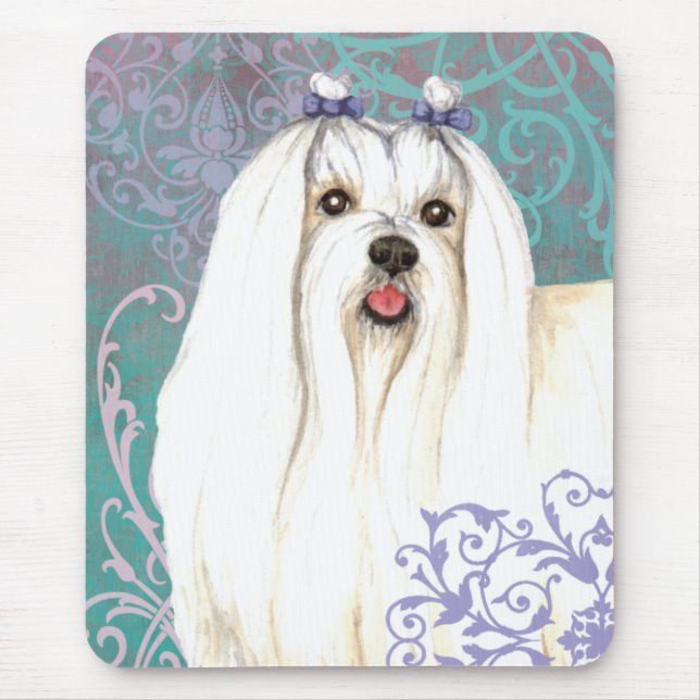 Elegant Maltese Mouse Mat (Front)