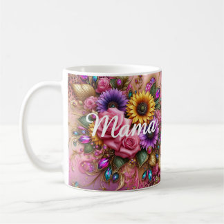Elegant Mama Design - Floral and Glitter Fusion Coffee Mug