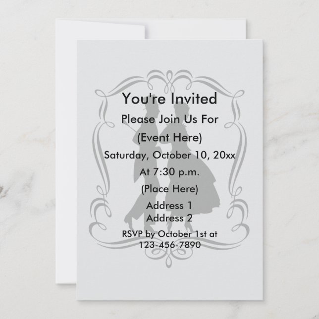 Elegant Man And Woman Silhouette Party Invitation (Front)