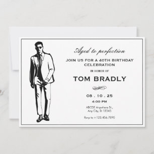 Elegant Man with sunglasses and suit Birthday Invitation