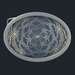 Elegant Mandala Art Boho Gold and Navy Blue Luxury Belt Buckle<br><div class="desc">Beautiful gold coloured mandala artwork with navy blue background.</div>