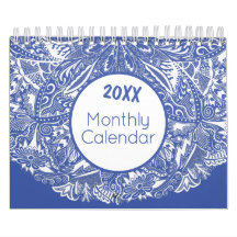 Elegant Mandala Art Colourful Blue White Monthly