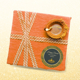 Elegant mandala diyas hindu custom gold diwali classic round sticker