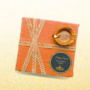 Elegant mandala diyas hindu custom gold diwali  classic round sticker