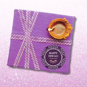 Elegant mandala diyas hindu custom purple diwali  classic round sticker
