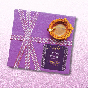 Elegant mandala diyas hindu custom purple diwali  square sticker