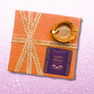 Elegant mandala diyas hindu custom purple diwali  square sticker