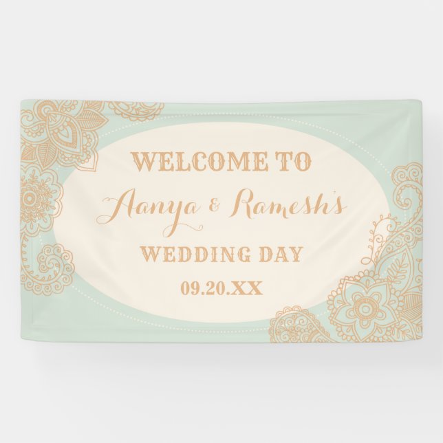 Elegant Mandala Dotted Circle Mehndi Wedding  Banner (Horizontal)