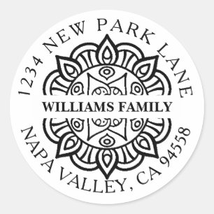 Elegant Mandala Family Return Address Stickers