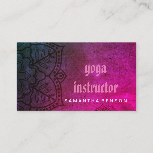 Elegant Mandala Flower Logo Yoga Instructor Business Card (Front)