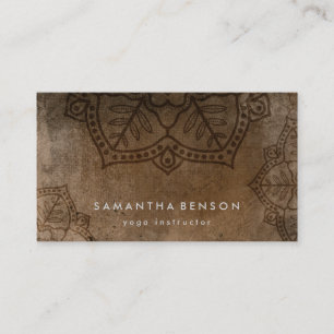 Elegant Mandala Flower Logo Yoga Instructor Business Card